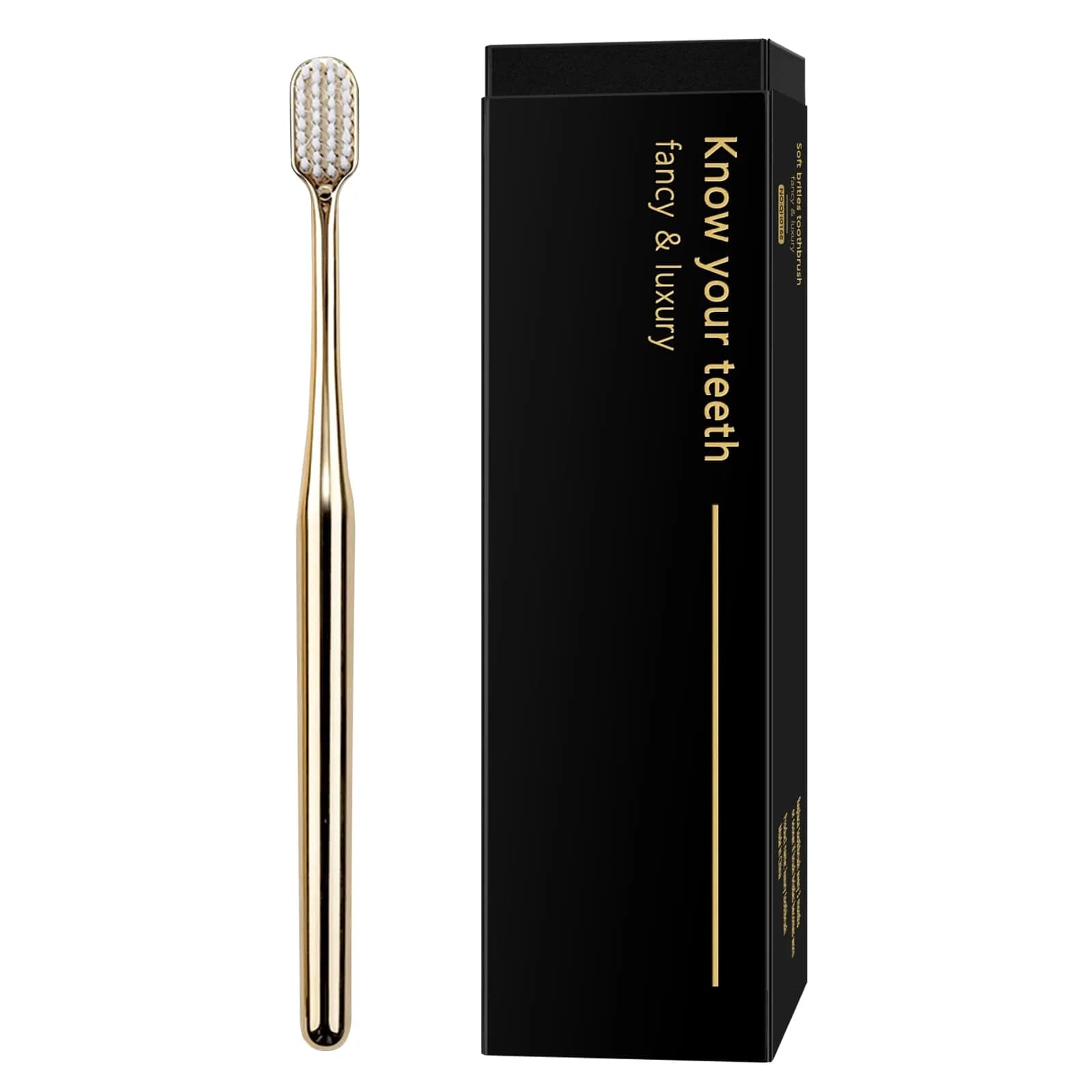 Z-VAPRESS Gold Color Toothbrush Soft Bristles Luxury Gold Color Manual Toothbrushes | Elegant & Gentle Clean — Gold White