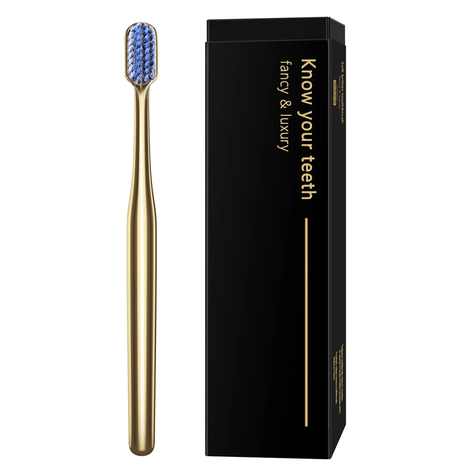Z-VAPRESS Luxury Gold Color Toothbrush with Super Soft Charcoal Bristles | Elegant & Gentle Oral Care (70-120 chars) — Gold Blue