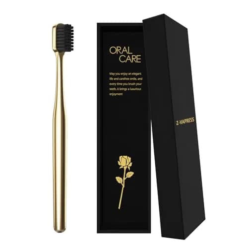 Z-VAPRESS Gold Color Toothbrush Soft Charcoal Bristles Travel Toothbrush Luxury Gold Plated | Elegant & Gentle thumbnail 4