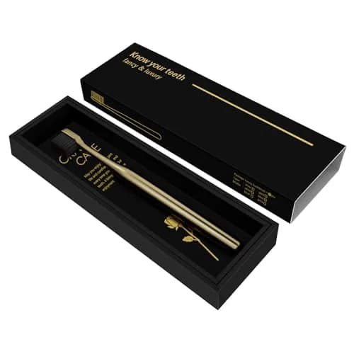 Z-VAPRESS Gold Color Toothbrush Soft Charcoal Bristles Travel Toothbrush Luxury Gold Plated | Elegant & Gentle thumbnail 5