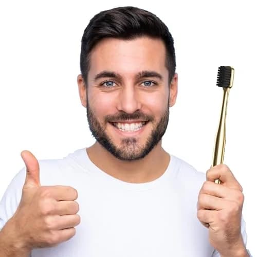 Z-VAPRESS Gold Color Toothbrush Soft Charcoal Bristles Travel Toothbrush Luxury Gold Plated | Elegant & Gentle thumbnail 6