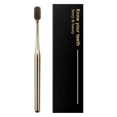 Z-VAPRESS Gold Color Toothbrush Soft Charcoal Bristles Travel Toothbrush Luxury Gold Plated | Elegant & Gentle thumbnail 2