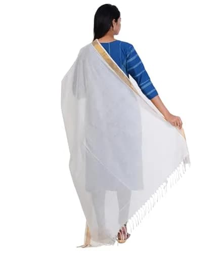 Fashily Off White Cotton Dupatta 2.25m | Versatile & Breathable (70-120 chars) thumbnail 6