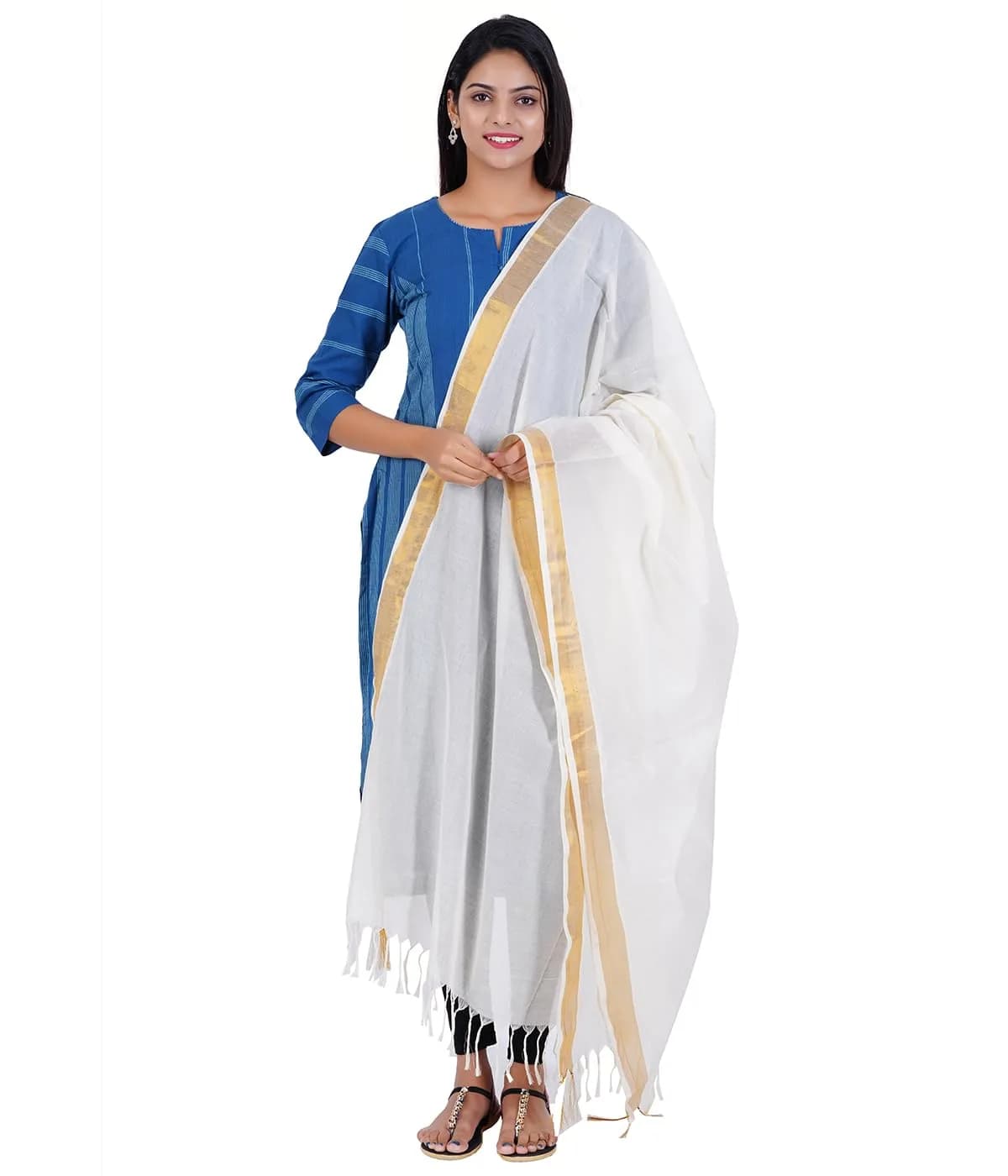 Fashily Off White Cotton Dupatta 2.25m | Versatile & Breathable (70-120 chars) - main product image