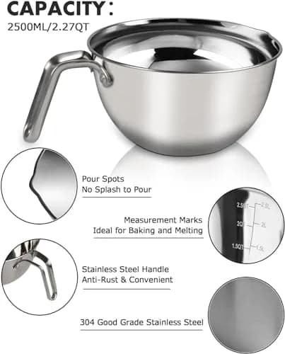 Marsheepy 2.3QT Double Boiler Melting Pot with 3.6QT Stainless Steel Pot | Food-Grade Steel, Easy to Use thumbnail 4