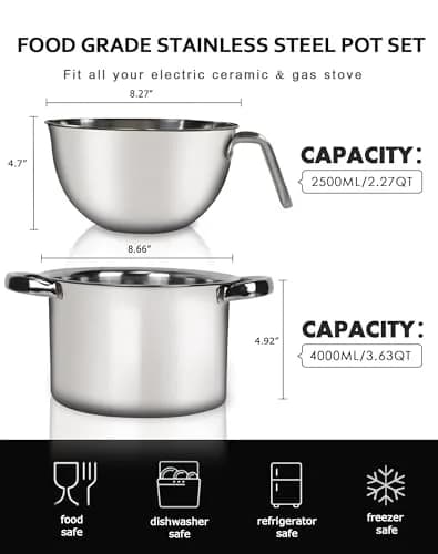 Marsheepy 2.3QT Double Boiler Melting Pot with 3.6QT Stainless Steel Pot | Food-Grade Steel, Easy to Use thumbnail 3