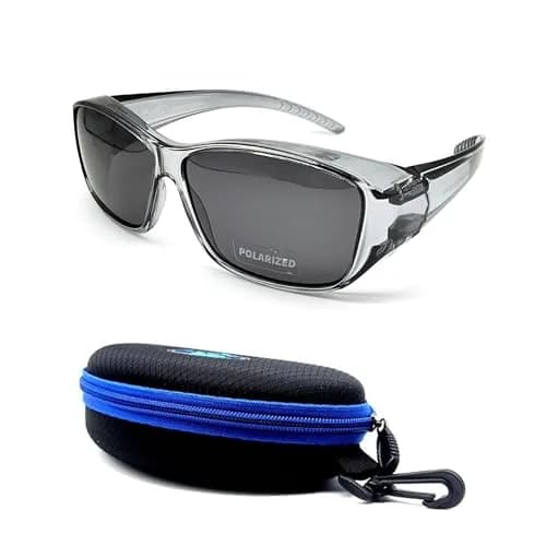 BLUE CUT Fit Over Polarized Sunglasses Light Grey | UV & Glare Block for Large Glasses thumbnail 4