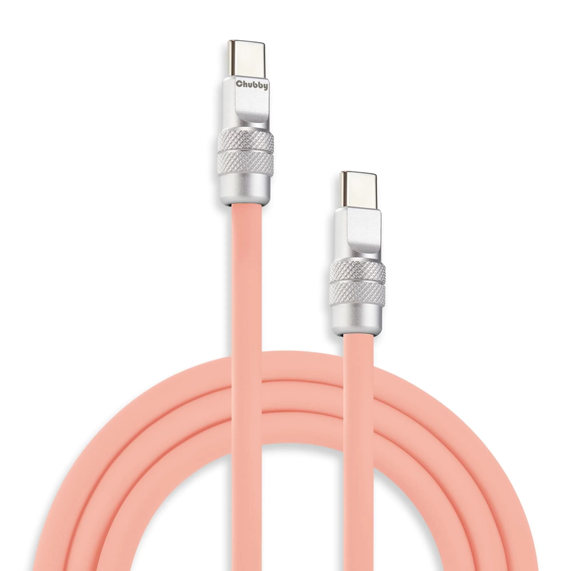 chubbycable USB C to C 240W Silicone Fast Charging Cable, Pink, 16.4FT | Supports 240W PD 3.1 & 480Mbps Data — Pink