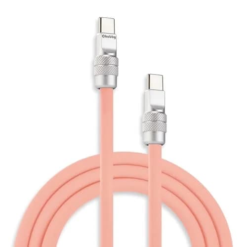 chubbycable USB C to C 240W Silicone Fast Charging Cable, Pink, 16.4FT | Supports 240W PD 3.1 & 480Mbps Data thumbnail 1