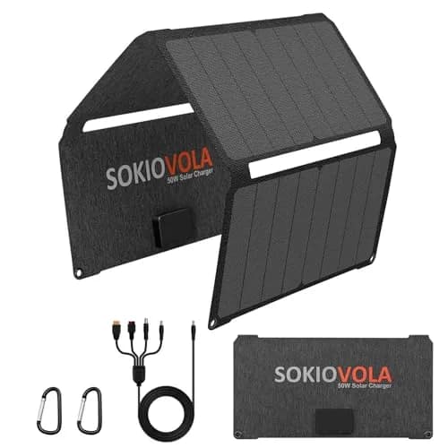 SOKIOVOLA 50W Foldable Solar Panel Charger 24.8% Conversion Rate | 20.7cm (8.15in) Wide thumbnail 1