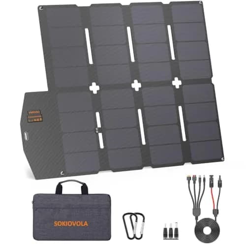 SOKIOVOLA 100W Foldable Solar Panel 18V | High-Efficiency ETFE Portable Charger for RVs & Outdoor Use — 100 Silver Grey