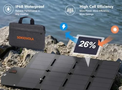 SOKIOVOLA 100W Foldable Solar Panel 18V | High-Efficiency ETFE Portable Charger for RVs & Outdoor Use thumbnail 6