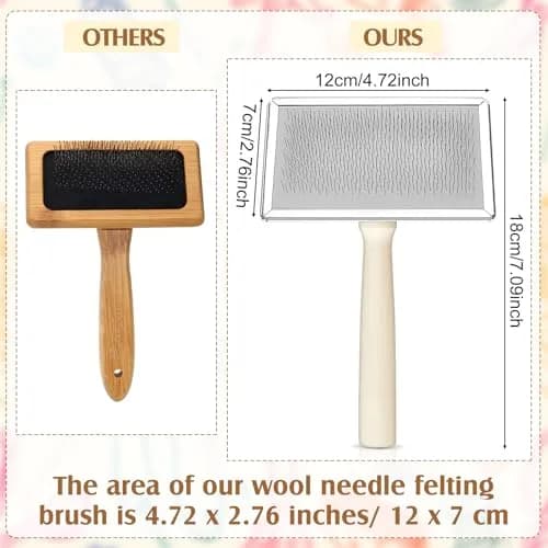 Tessco for you Wool Carder Brush Set 18cm (7.09 Inch) | Classic Wood Handle, Steel Wire for Needle Felting & Pet Grooming thumbnail 3