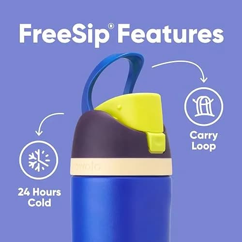 Owala FreeSip Kids Stainless Steel Water Bottle 16 oz Celestial Sphere | Insulated & Leak-Proof for Daily Use thumbnail 4