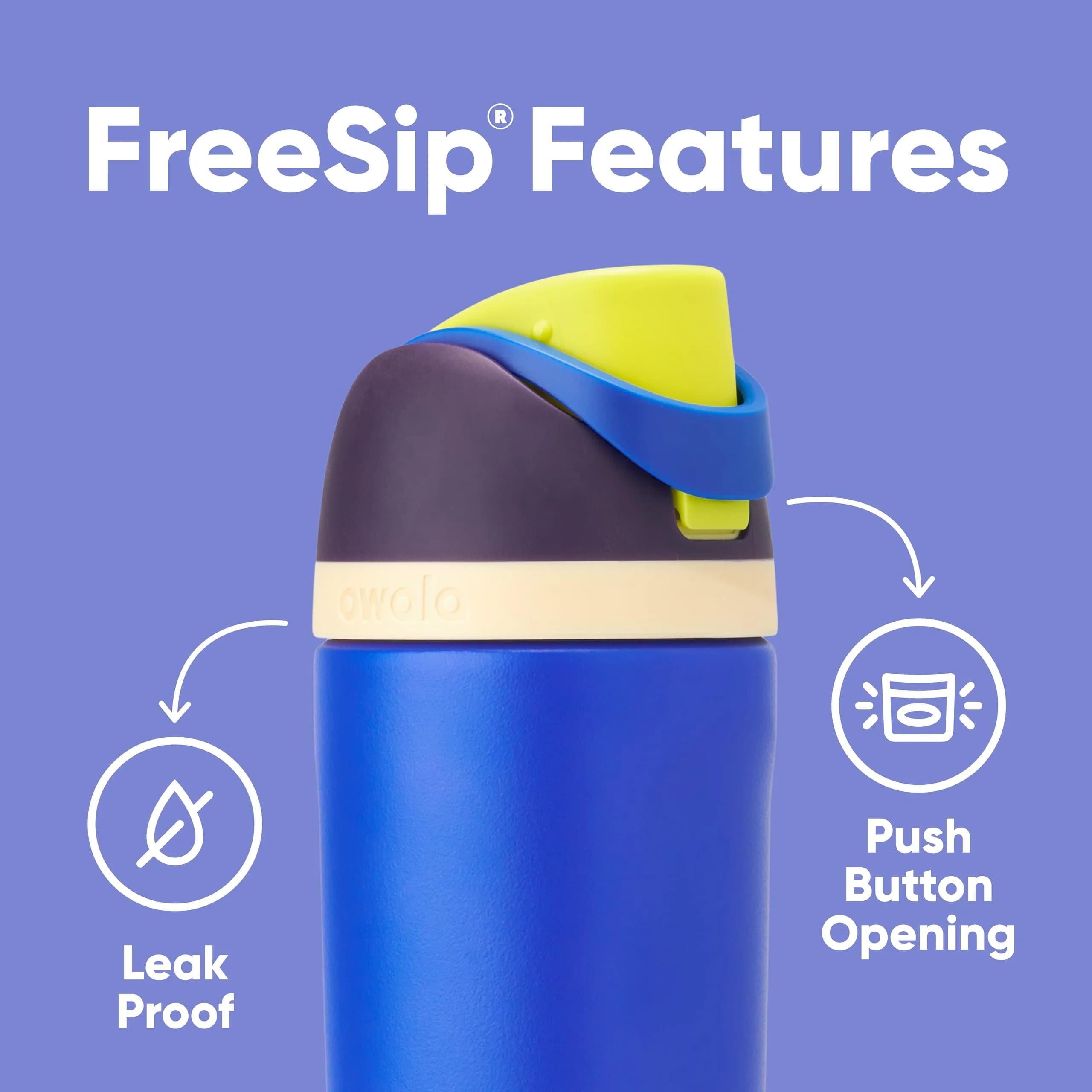 Owala FreeSip Kids Stainless Steel Water Bottle 16 oz Celestial Sphere | Insulated & Leak-Proof for Daily Use - view 3