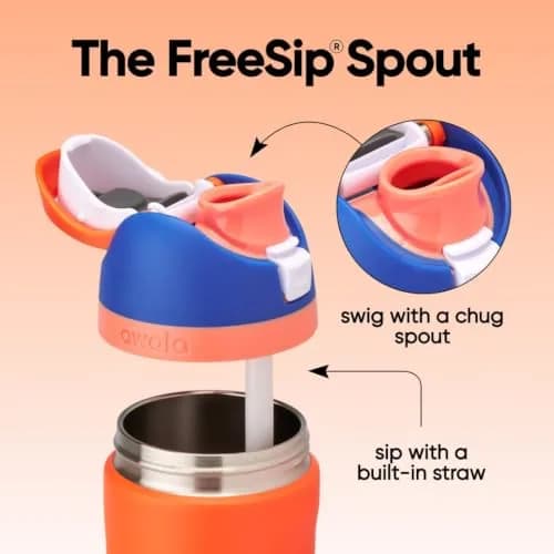 Owala FreeSip Kids Stainless Steel Water Bottle 16 oz (473 ml) Blue Citrus | Insulated & Leak-Proof thumbnail 2