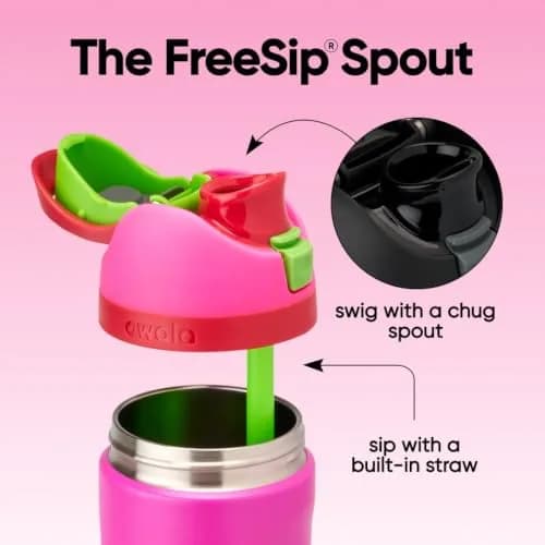 Owala FreeSip Kids Stainless Steel Water Bottle 16 oz All the Berries | Insulated & Leak-Proof for Active Kids thumbnail 2