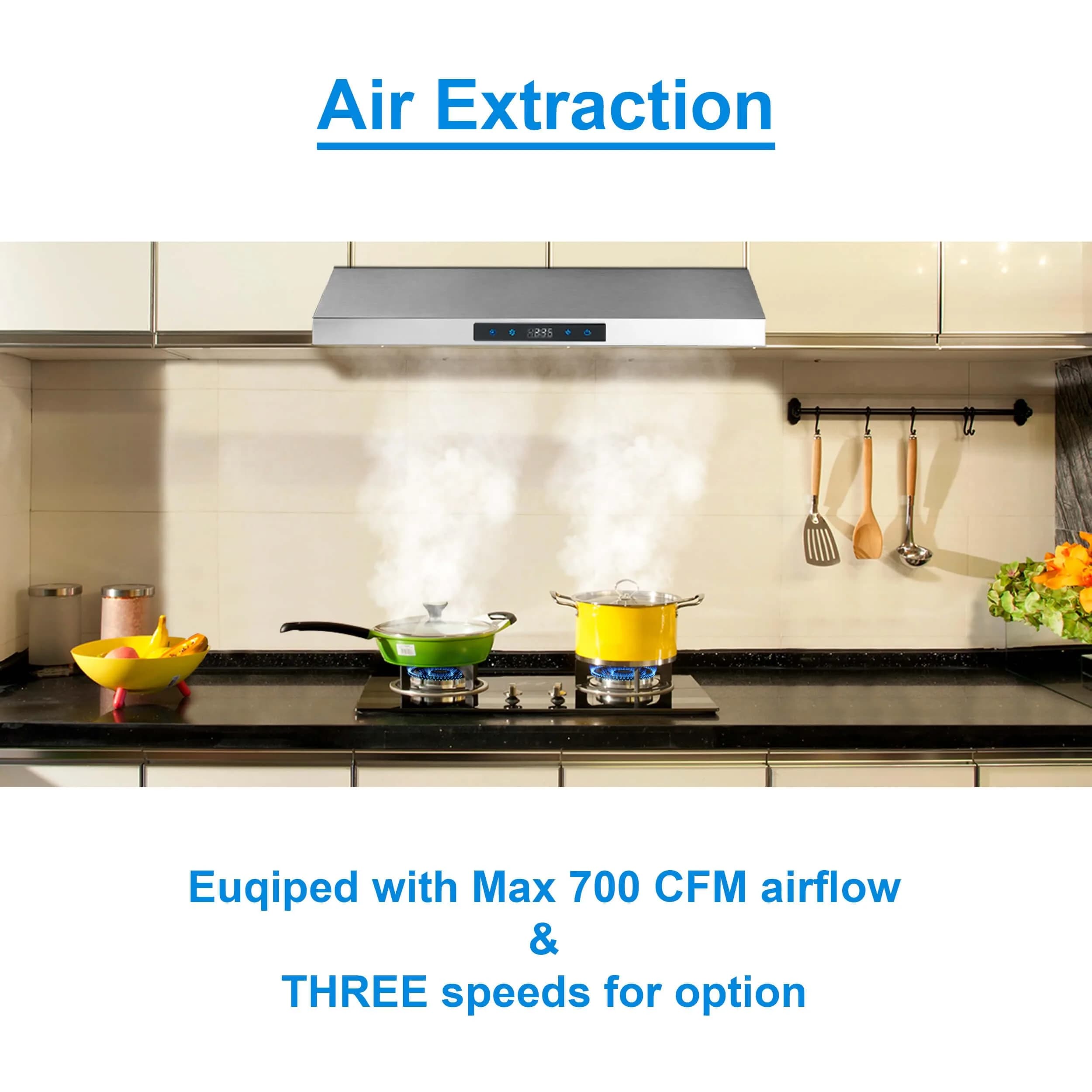 SNDOAS 30 Inch Under Cabinet Range Hood | 700 CFM Touch Control Stainless Steel Vent Hood - view 5