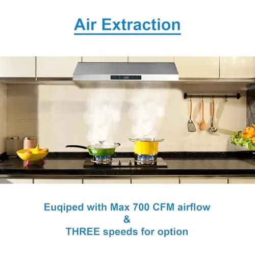 SNDOAS 30 Inch Under Cabinet Range Hood | 700 CFM Touch Control Stainless Steel Vent Hood thumbnail 5