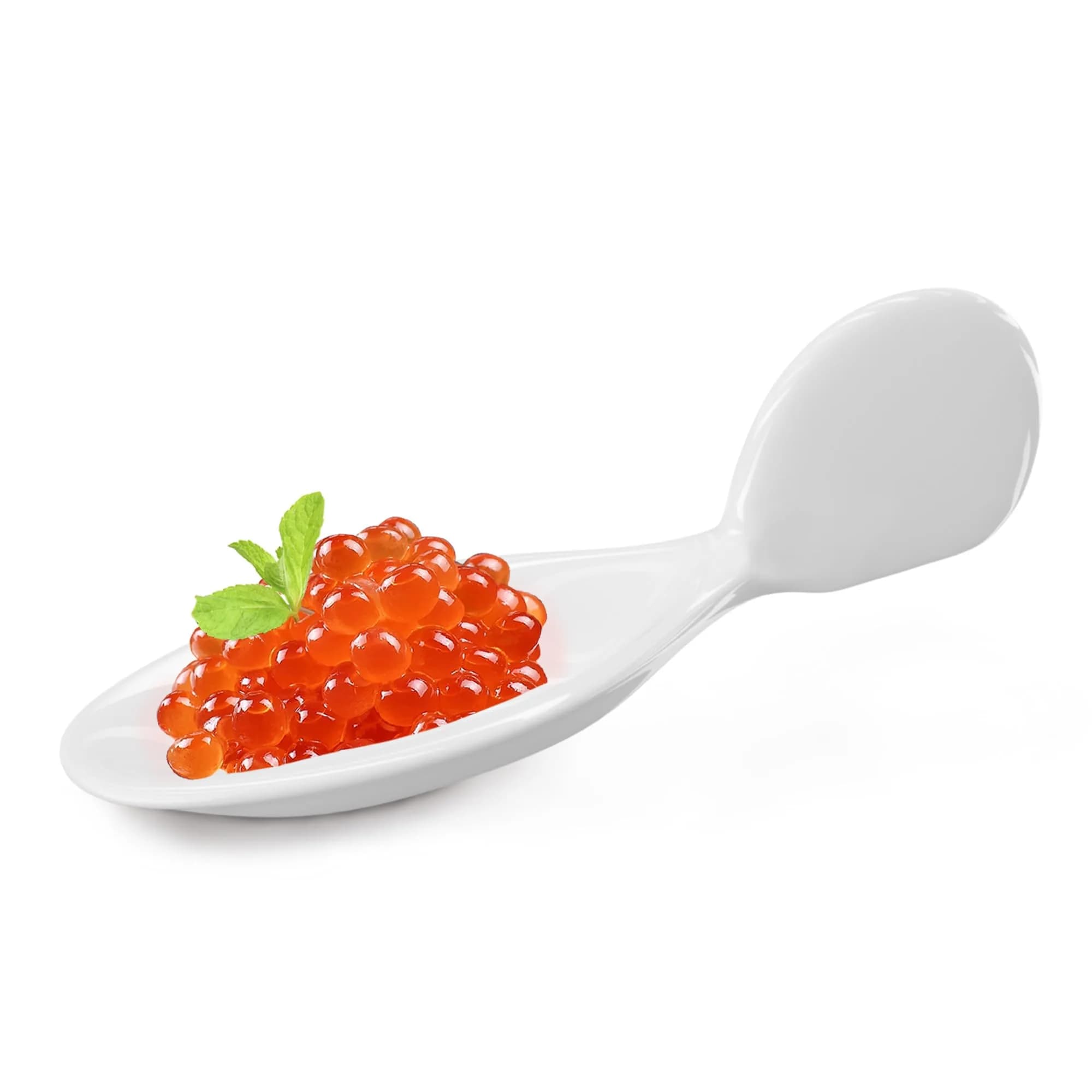 ULWSKY 10Pcs Porcelain Fish Shaped Tasting Spoons 10 cm (3.9 inches) | Unique Appetizer & Caviar Sample Spoons — White