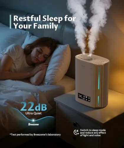 BREEZOME 6L Humidifier for Large Rooms & Bedrooms | Smart Humidistat Control, 60-Hour Runtime, 500 sq ft Coverage thumbnail 4