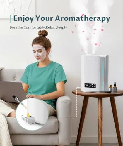 BREEZOME 6L Humidifier for Large Rooms & Bedrooms | Smart Humidistat Control, 60-Hour Runtime, 500 sq ft Coverage thumbnail 5