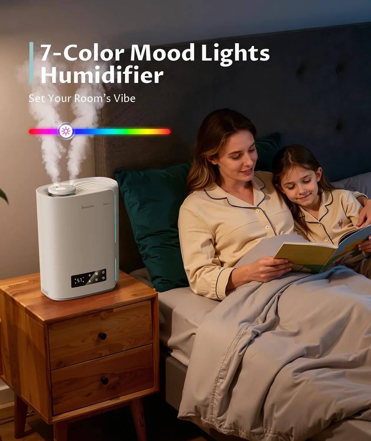 BREEZOME 6L Humidifier for Large Rooms & Bedrooms | Smart Humidistat Control, 60-Hour Runtime, 500 sq ft Coverage - view 9
