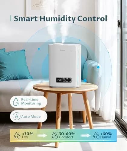 BREEZOME 6L Humidifier for Large Rooms & Bedrooms | Smart Humidistat Control, 60-Hour Runtime, 500 sq ft Coverage thumbnail 3