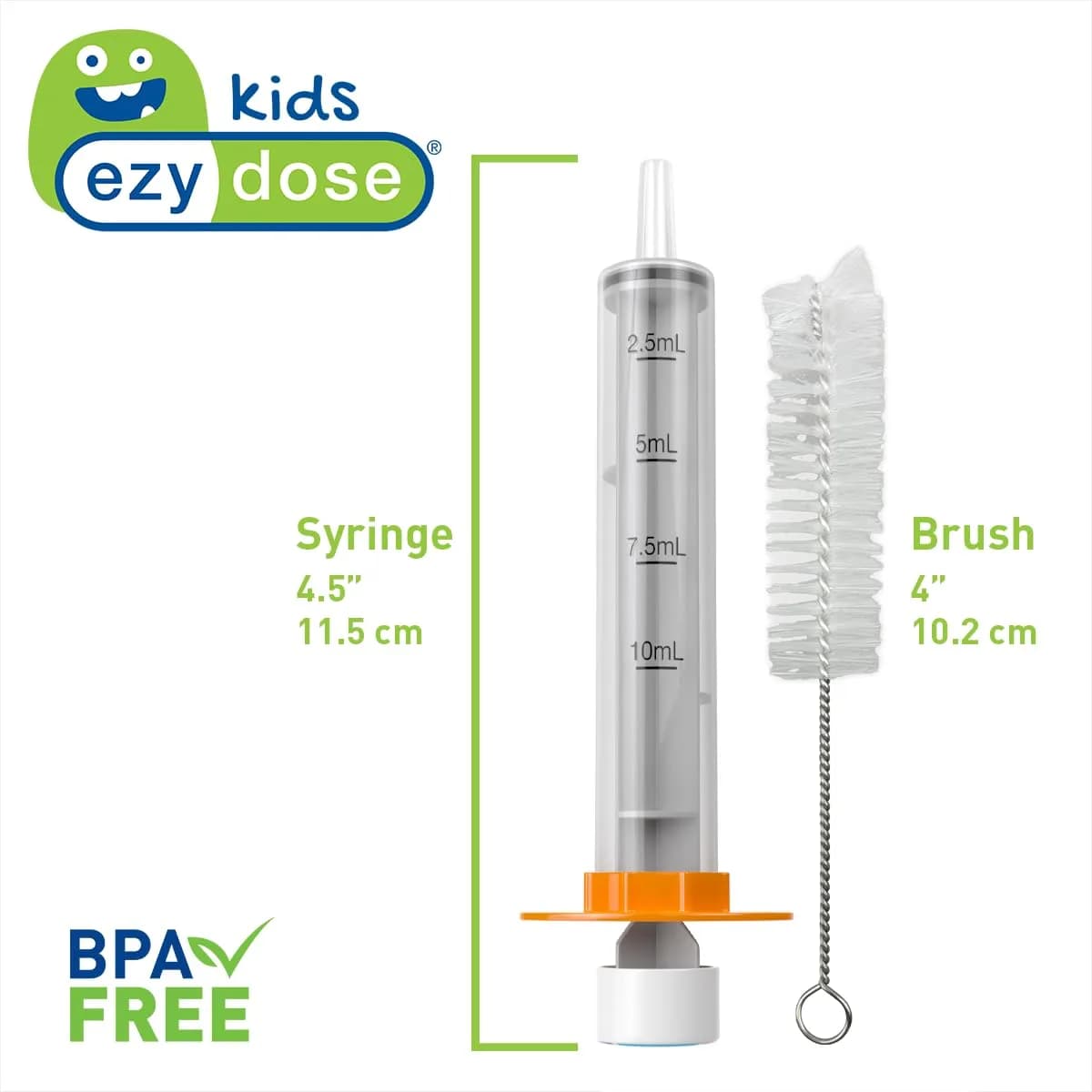 EZY DOSE Kids Oral Syringe & Medicine Dispenser with Brush 10 mL (0.34 Fl Oz) | Accurate Mess-Free Dosing - view 2