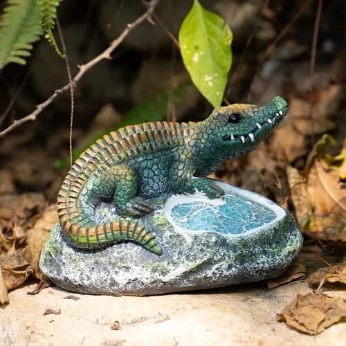 Rezpuao Solar Crocodile Garden Statue 19cm (7.5") | Cute Resin Figurine with LED Light for Outdoor Decor thumbnail 6