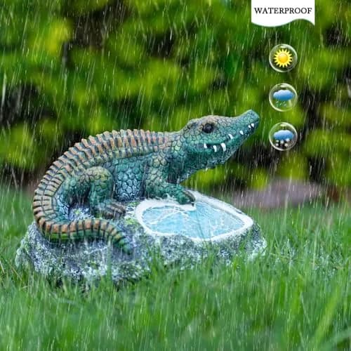 Rezpuao Solar Crocodile Garden Statue 19cm (7.5") | Cute Resin Figurine with LED Light for Outdoor Decor thumbnail 7