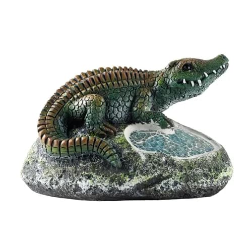 Rezpuao Solar Crocodile Garden Statue 19cm (7.5") | Cute Resin Figurine with LED Light for Outdoor Decor thumbnail 2