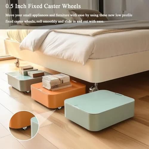 Luxinika 1/2 Inch Mini Rigid Caster Wheels Low Profile Set 4 | Easy DIY Mobility Solution thumbnail 2