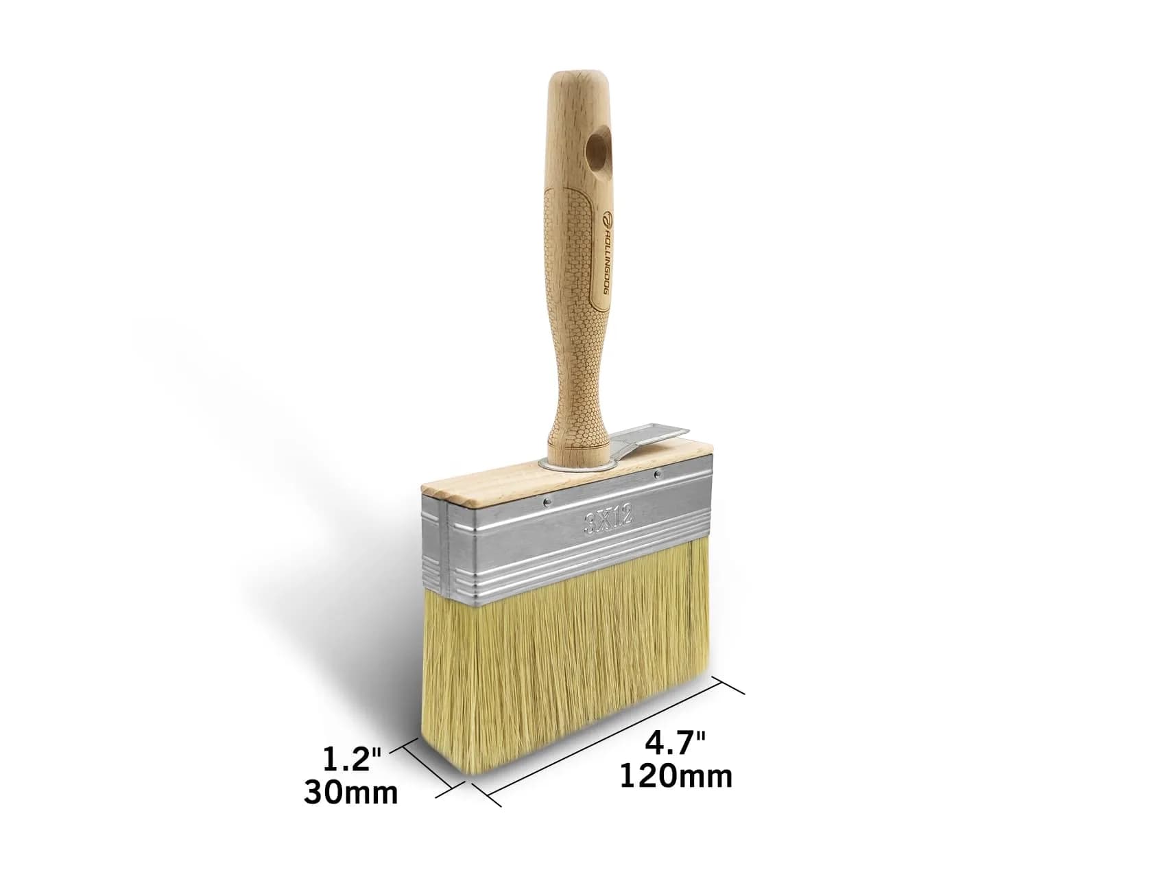ROLLINGDOG 4.5 Inch Deck Stain Paint Brush (2-Pack, 120mm) | Laser Engraved Beech Wood Handle - view 2
