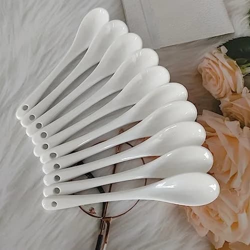 Honkenda White Ceramic Coffee Spoon 13cm (5.1 Inch) | Set of 12 | Smooth & Dishwasher Safe thumbnail 7
