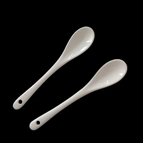 Honkenda White Ceramic Coffee Spoon 13cm (5.1 Inch) | Set of 12 | Smooth & Dishwasher Safe thumbnail 4