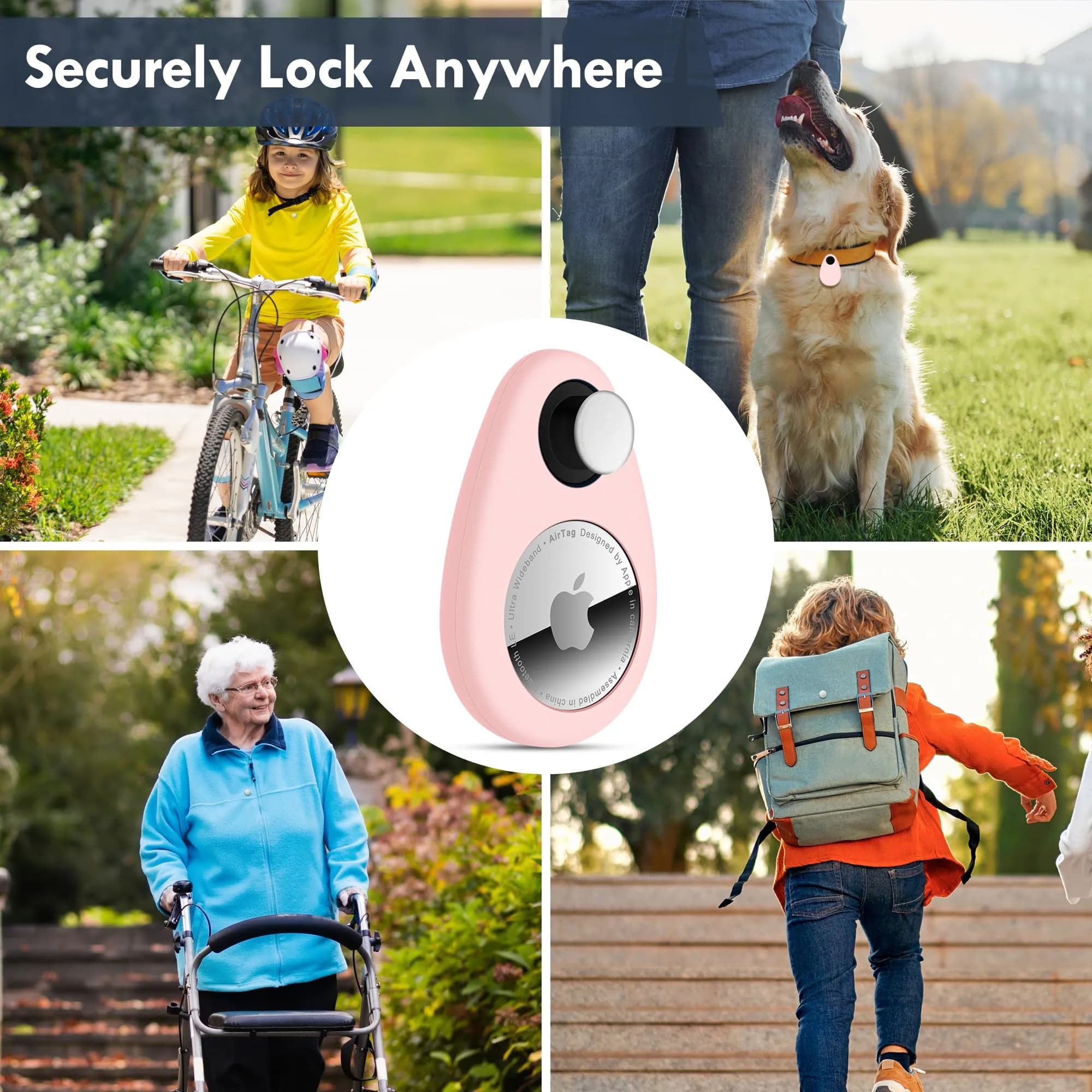zonsiton Hidden Airtag Holder for Kids 2 Pack Silicone Case with Safety Pins | Anti-Removal GPS Tracker Case for Children, Pets, Backpacks - view 5