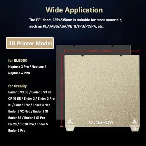 Comgrow PEI Spring Steel Build Plate 235x235mm | Textured Surface for Enhanced Adhesion thumbnail 7