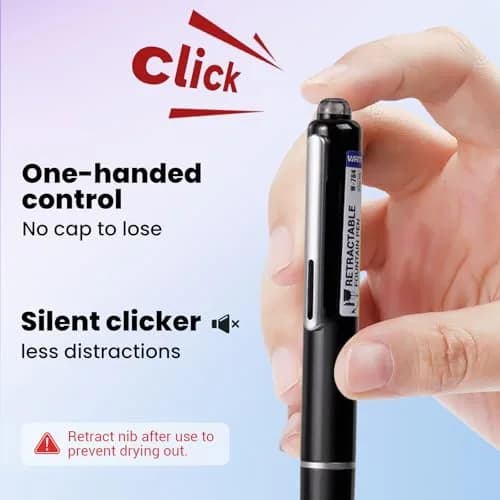 WRITECH Retractable Fountain Pen Set Fine Nib Black Ink | 0.3mm thumbnail 3