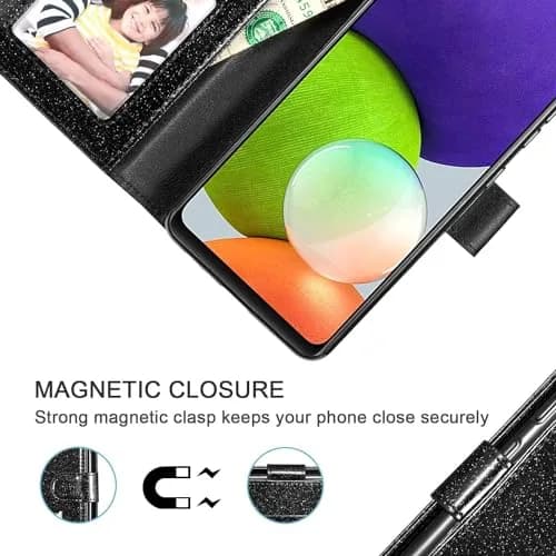 UEEBAI Wallet Case for Samsung Galaxy S24 5G | Glitter PU Leather Flip Cover with Card Slots & Kickstand thumbnail 4