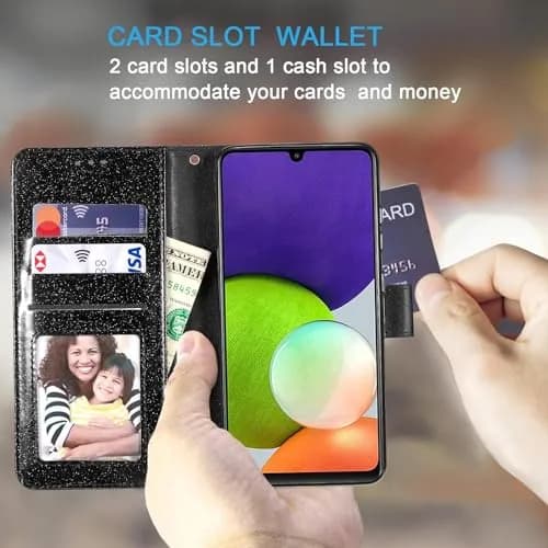 UEEBAI Wallet Case for Samsung Galaxy S24 5G | Glitter PU Leather Flip Cover with Card Slots & Kickstand thumbnail 2
