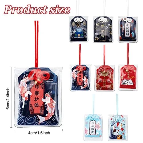 WEBEEDY 16 Pieces Japanese Omamori Amulet for Safe Travel & Luck | Blessing & Success Charm (70-120 chars) thumbnail 2