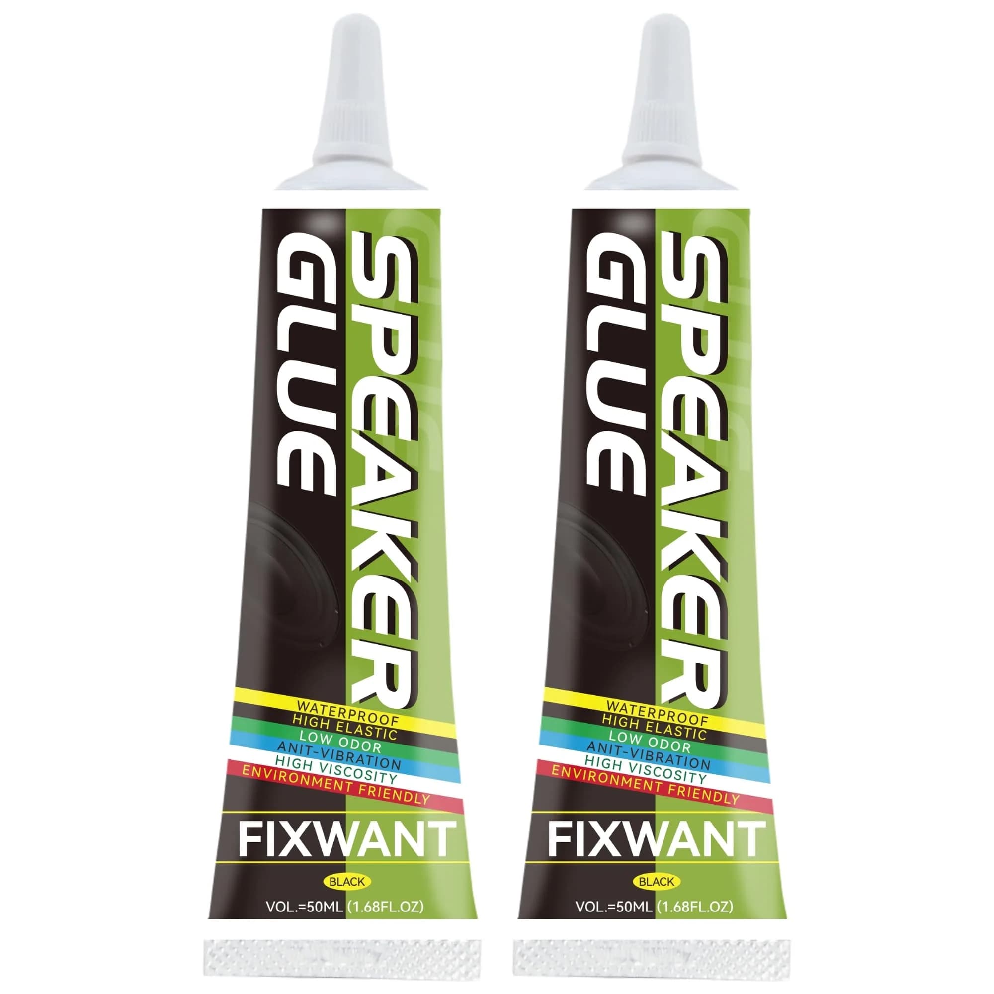 FIXWANT Loud Speaker Repair Glue 50ml (1.68 fl oz) 2-Pack | Strong Adhesive for Speaker Parts & More — clear or transparent