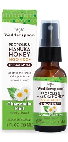 Wedderspoon Propolis & Manuka Honey Throat Spray, Chamomile & Mint, 1 Fl Oz | Natural Immune Support & Throat Relief thumbnail 1