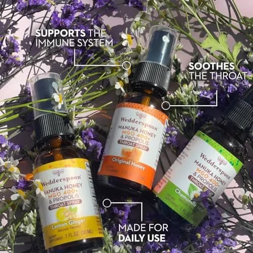 Wedderspoon Propolis & Manuka Honey Throat Spray, Chamomile & Mint, 1 Fl Oz | Natural Immune Support & Throat Relief thumbnail 5