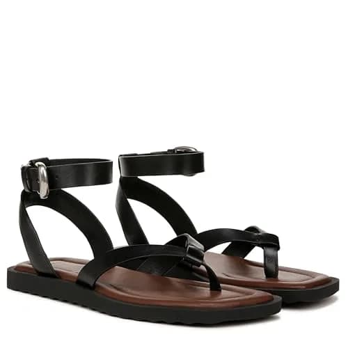 Vince Samuela Ankle Strap Sandals Black Leather 8.5 US | Flat Lug-Sole Casual Footwear thumbnail 9