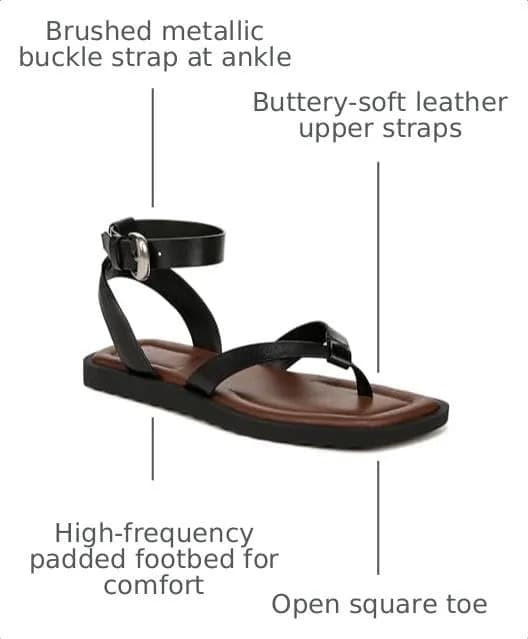Vince Samuela Ankle Strap Sandals Black Leather 8.5 US | Flat Lug-Sole Casual Footwear thumbnail 4