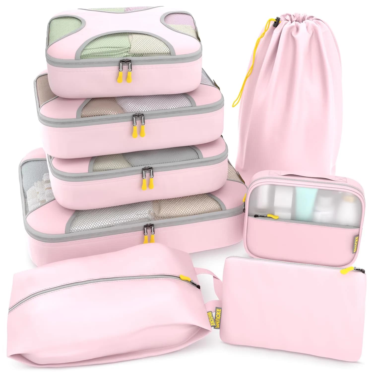 Shacke 8-Piece Petal Pink Packing Cubes Set with Laundry Bag for Travel - main product image