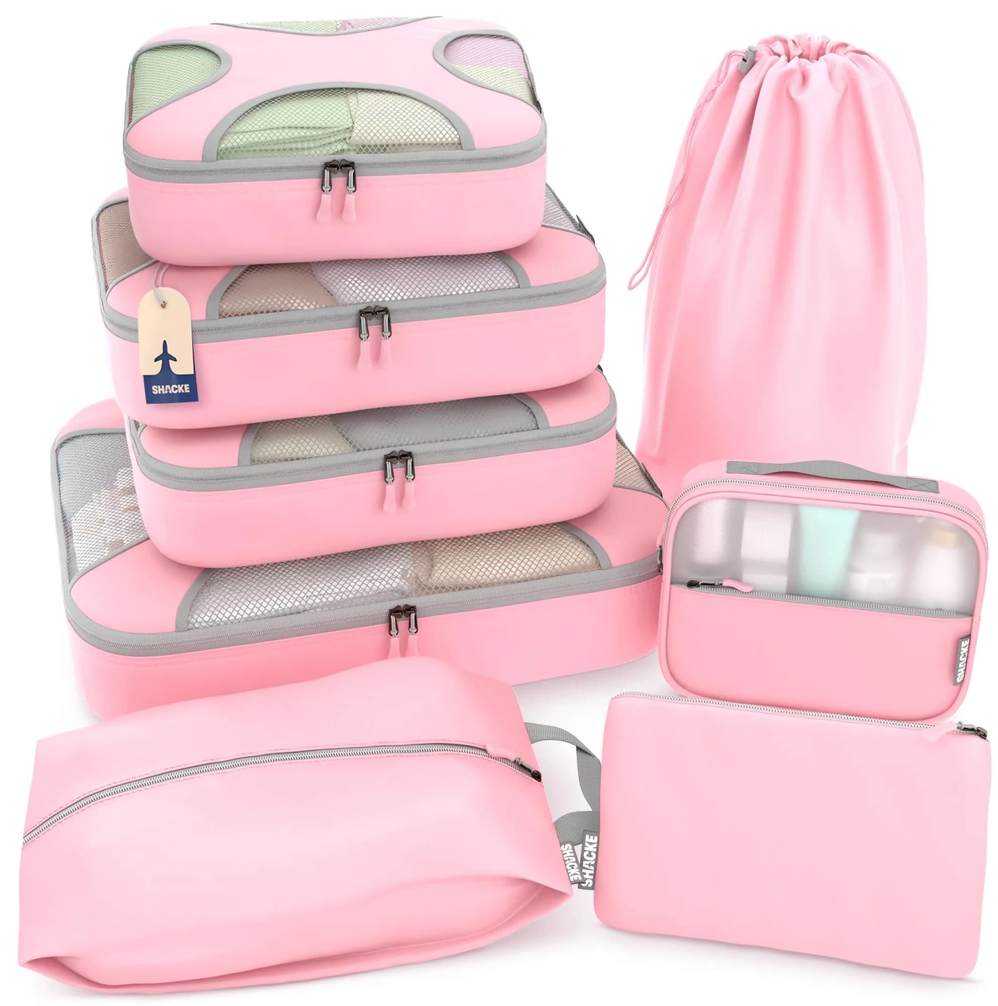 Shacke 8-Piece Packing Cube Set in Summer Pink | Structured & Stackable Luggage Organizers - main product image