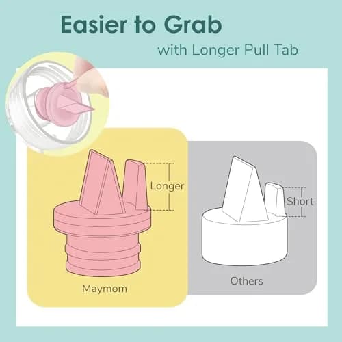 Maymom Duckbill Valve with Pull Tab 6 pc Pink | Compatible with Spectra S1, S2, Medela Pumps thumbnail 5